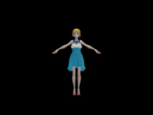 Anime girl with dress 3D Model