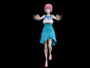 Аниме Rigged Shapekey 3D Модель