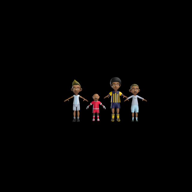 Cartoon Boy With Football Uniform Model 3D .c4d .max .obj .3ds .fbx .stl .blend 