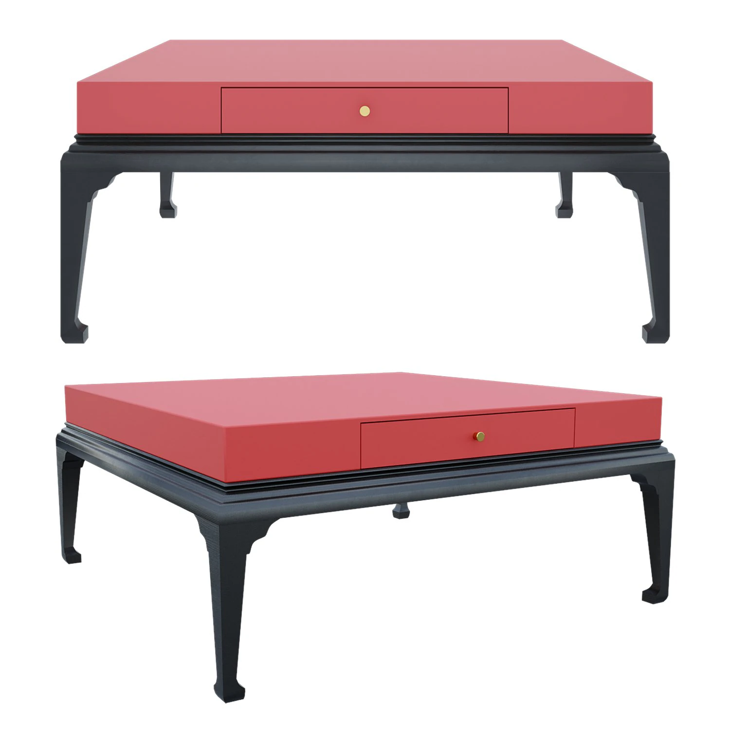 Coffee Table Chinese Red Surprise Table 110x110 h50 3D Model .c4d .max .obj .3ds .fbx .stl .blend