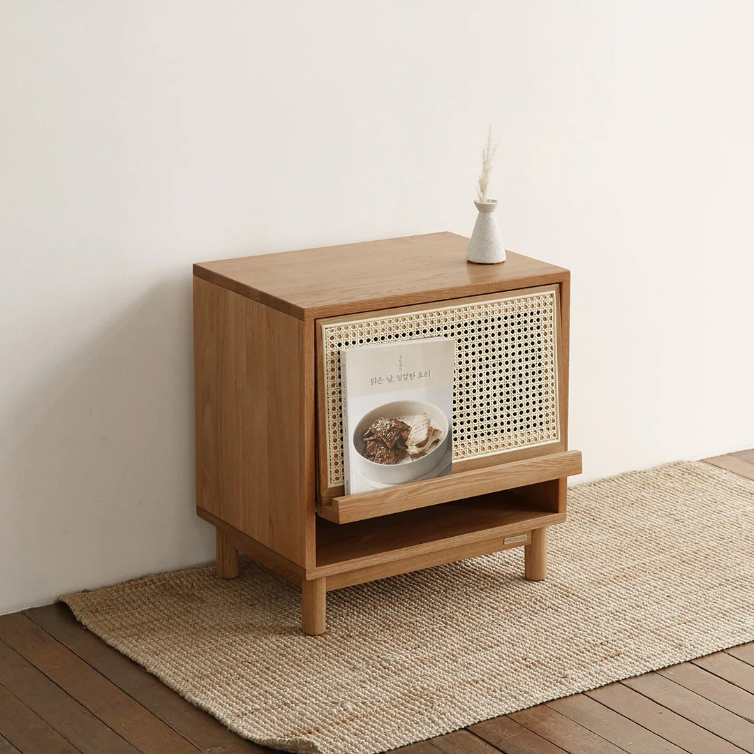 Kane Magazine Rack Oak Rattan Side Table 3D Model .c4d .max .obj .3ds .fbx .stl .blend 