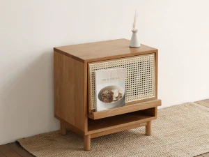 Kane tijdschriftenrek eiken rotan bijzettafel 3D Model