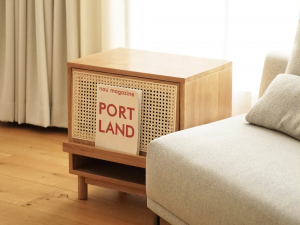 Kane Magazine Rack Oak Rattan Side Table 3Dモデル