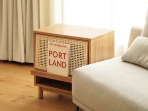 Kane Magazine Rack Oak Rattan Side Table 3D Model