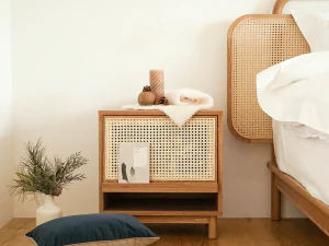 Kane Magazine Rack Oak Rattan Side Table 3D Model