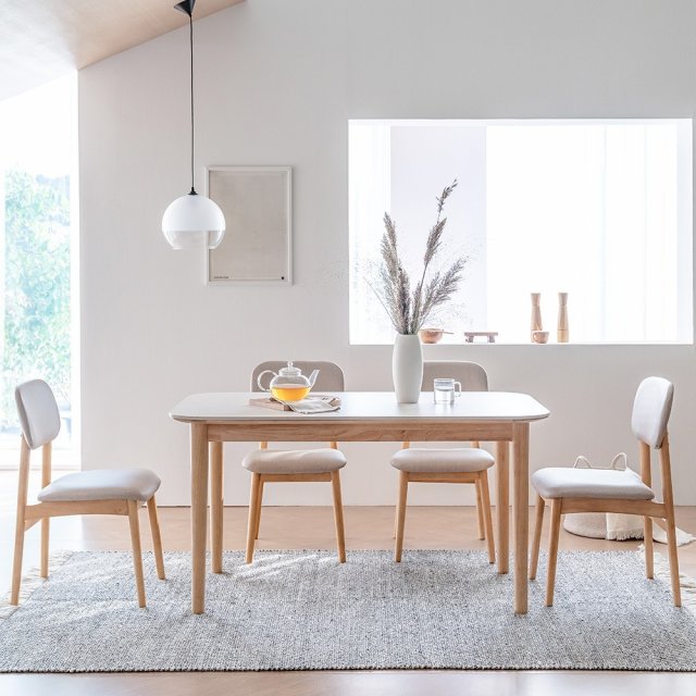 Daisy porcelain 12T barrel ceramic solid wood dining table set for 6 3Dモデル .c4d .max .obj .3ds .fbx .stl .blend 