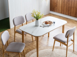 Daisy porcelain 12T barrel ceramic solid wood dining table set for 6 3Dモデル