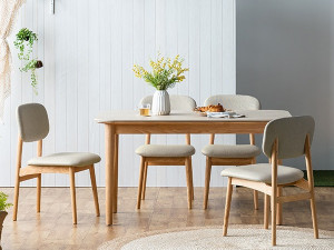 Daisy porcelain 12T barrel ceramic solid wood dining table set for 6 3Dモデル