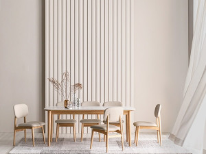 Daisy porcelain 12T barrel ceramic solid wood dining table set for 6 3Dモデル
