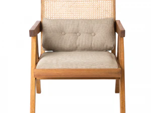 Viva Lounge Chair Solid Wood Rattan Cafe Dining Chair 3D Model