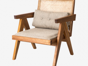 Viva Lounge Chair Solid Wood Rattan Cafe Dining Chair 3D Model