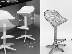 Spoon Bar stool Island Table Chair 3D Model