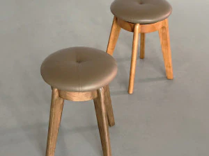 Round and round wooden rotating stool dressing table 3D Model