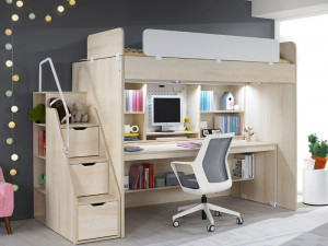 EQ desk type storage stair bunker bed EQBN213 Modelo 3D
