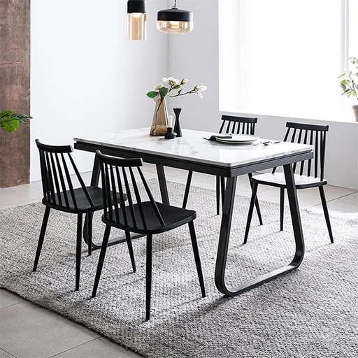 Verdi marble dining table set for 4 3D Model .c4d .max .obj .3ds .fbx .stl .blend 