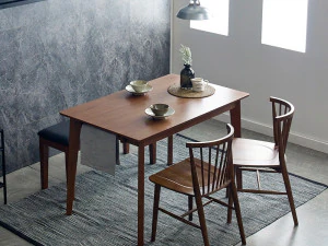 Wood solid wood dining table set 3D Model