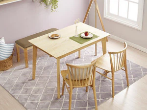Wood solid wood dining table set 3D Model
