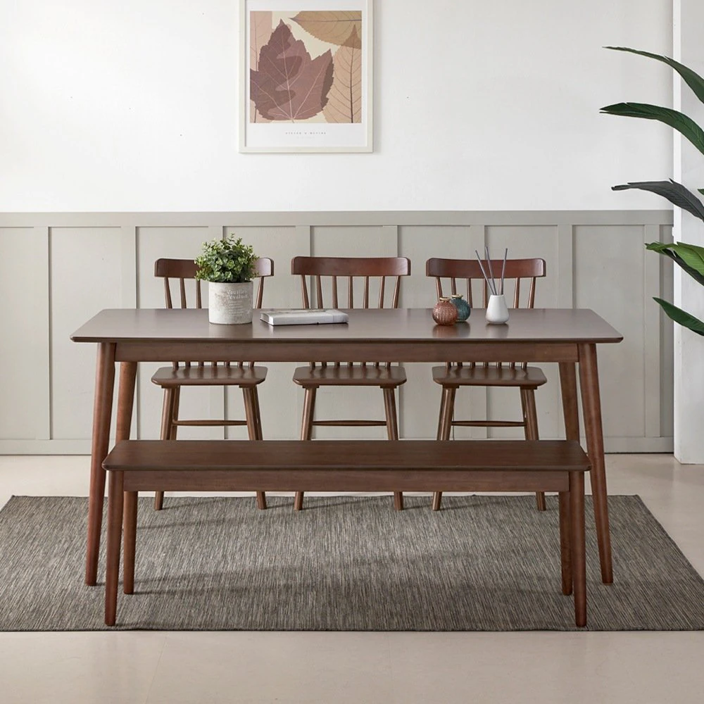 Coco solid wood dining table set 3D Model .c4d .max .obj .3ds .fbx .stl .blend 