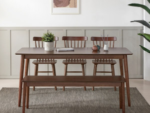 Coco solid wood dining table set 3D-Modell