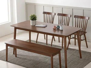 Coco solid wood dining table set 3D Model
