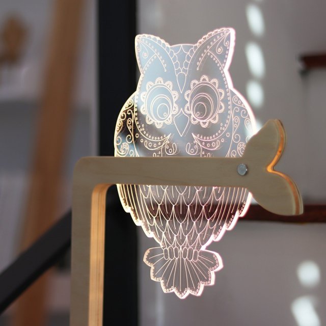 LED Acrylic Mood LightOwl 3D 모델 .c4d .max .obj .3ds .fbx .stl .blend 