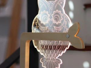 LED Akrilik Ruh Hali IşığıBaykuş 3D Model