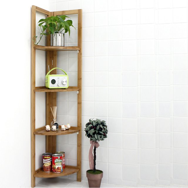 Solid wood 4-tier corner shelf Modello 3D .c4d .max .obj .3ds .fbx .stl .blend