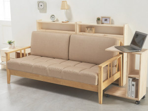 Table in the gap behind the wooden sofa 3D Модель