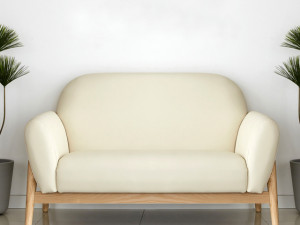 Tea tree solid wood aqua suede 2 seat sofa 3D Model