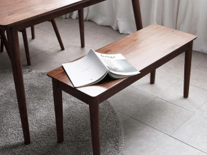 Cocoa 6-person wooden dining table set 3D Model