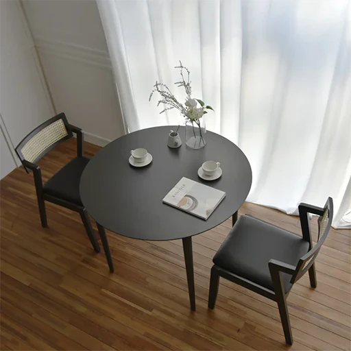 Latte solid wood round dining table set 3D Model .c4d .max .obj .3ds .fbx .stl .blend 