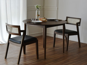 Latte solid wood round dining table set Modelo 3D
