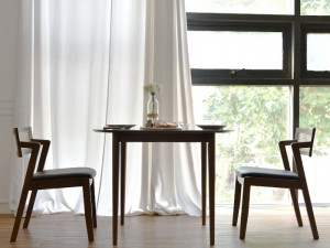 Latte solid wood round dining table set Modelo 3D