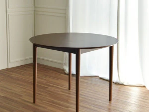 Latte solid wood round dining table set 3D Model
