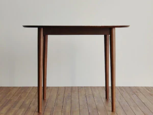 Latte solid wood round dining table set 3D Model