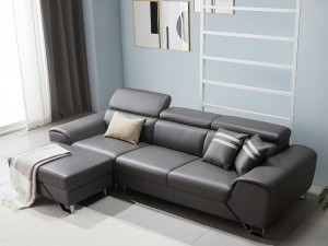 Merry 4 person moving headrest leather sofa 3D Model