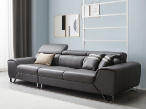 Merry 4 person moving headrest leather sofa 3D Model