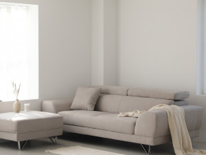 Aqua fabric Ron 3-seater sofa Modèle 3D