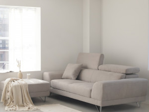 Aqua fabric Ron 3-seater sofa Modèle 3D