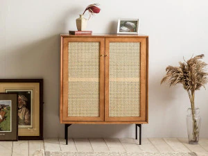 Armário de tigela de madeira Laura Rattan Modelo 3D