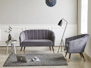 Aaron Velvet Fabric Sofa 3D Model