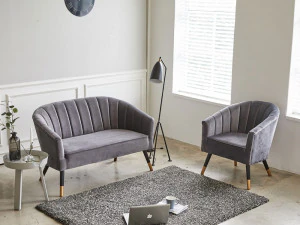 Aaron Velvet Fabric Sofa 3D Model
