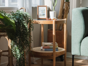 Bistro rattan round side table Model 3D