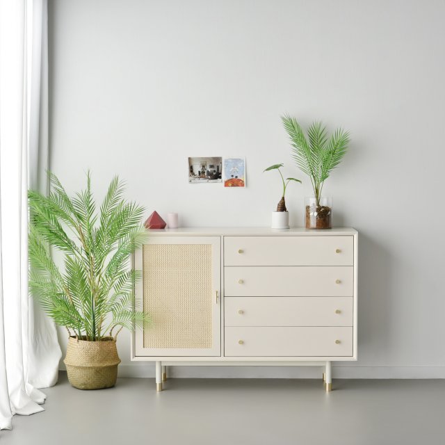 Bund Woody White Rattan 4-Tier Wide Chest of drawers Model 3D .c4d .max .obj .3ds .fbx .stl .blend 