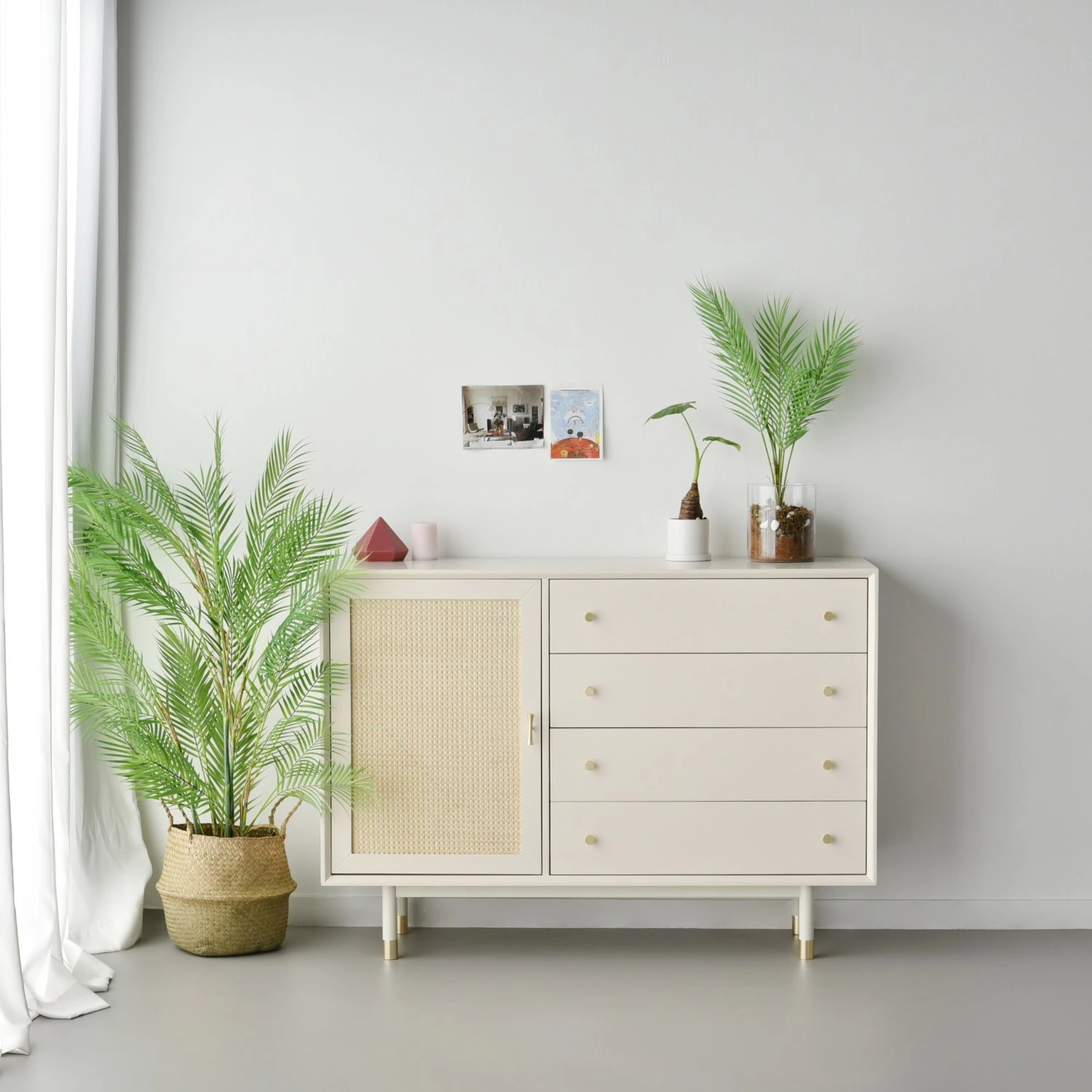 Bund Woody White Rattan 4-Tier Wide Chest of drawers 3D Model .c4d .max .obj .3ds .fbx .stl .blend 