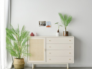 Bund Woody White Rattan 4-Tier Wide Chest of drawers 3D Models