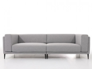 Gray full cover fabric sofa 3D Model
