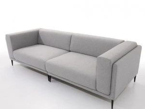 Gray full cover fabric sofa 3D Model