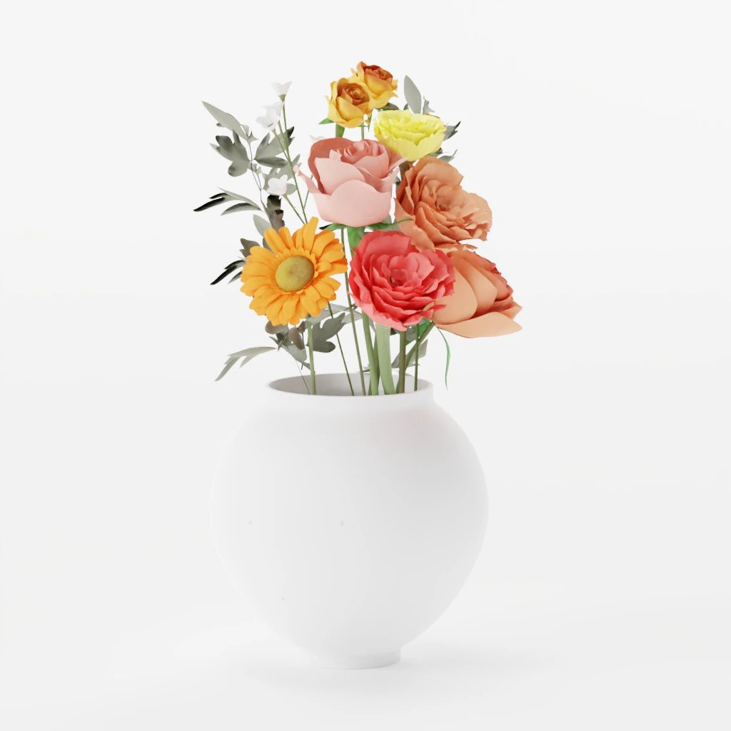Orange Blossom Fresh Flower 3D Model .c4d .max .obj .3ds .fbx .stl .blend