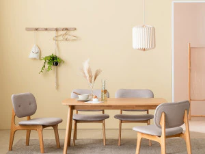 Juego de mesa de comedor baja redonda de madera para 4 personas Modelo 3D